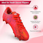 Vizari Zodiac Junior Kids Firm Ground (FG) Soccer Cleats -Red, Youth Sizes 8C