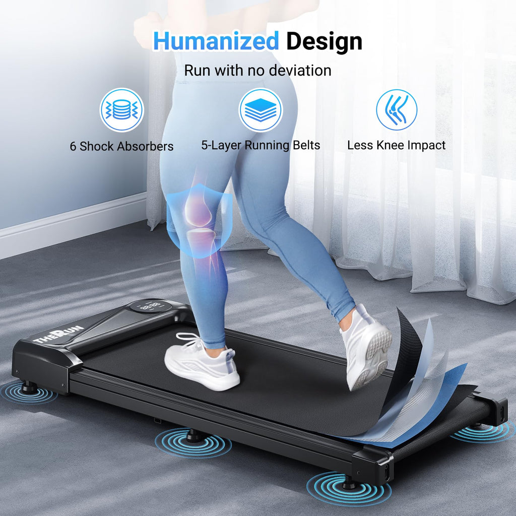 Therun Walking Pad Treadmill Under Desk, Portable Mini Treadmill For Home/Office, Walking Jogging Machine With 2.5Hp And 265 Lbs