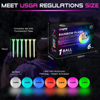 Kingtop Rainbowflash Glow In The Dark Golf Balls - Multicolor Flashing Led Golf Ball Light Up Backyard Putting Green, 10-Minute