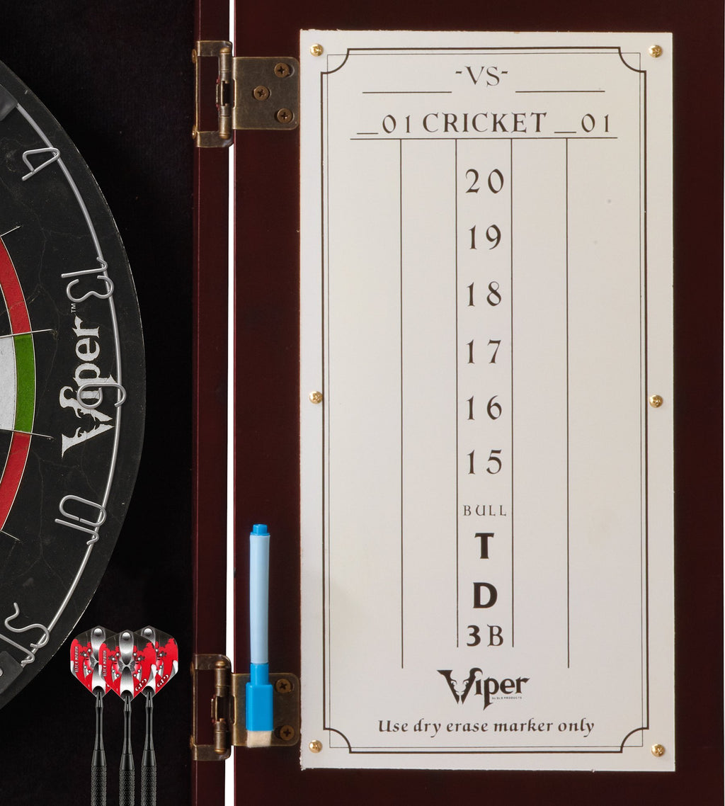 Viper By Gld Products Hudson All-In-One Dart Center: Classic Solid Wood Cabinet & Official Sisal/Bristle Dartboard Bundle: Premi