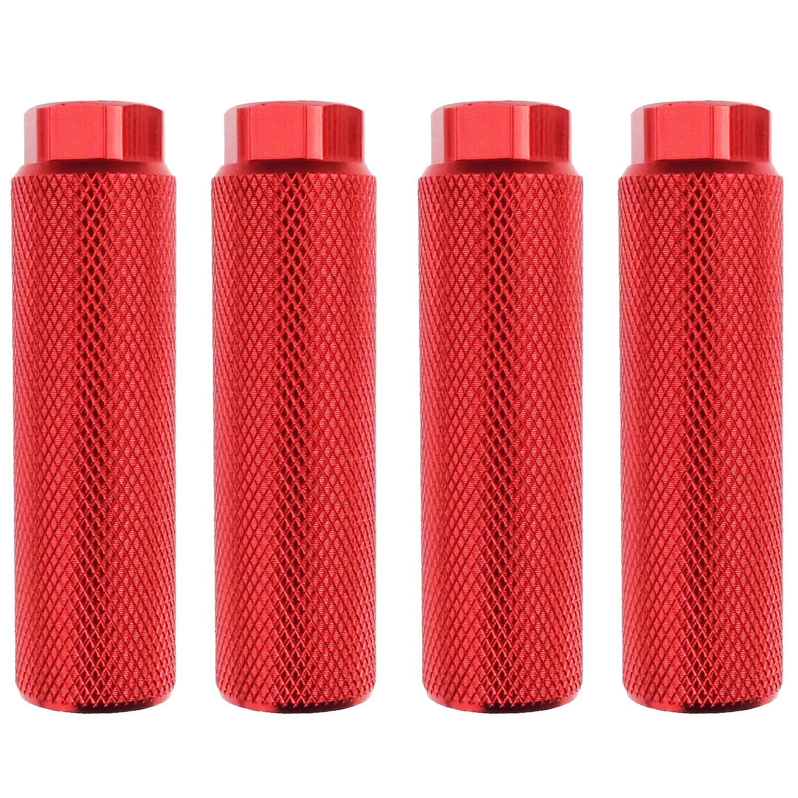 Zelerdo 2 Pairs Aluminum Alloy Bike Pegs for Mountain Bike Cycling Rear Stunt Pegs Fit 3/8 inch Axles (Pure Red, 100x28 mm)