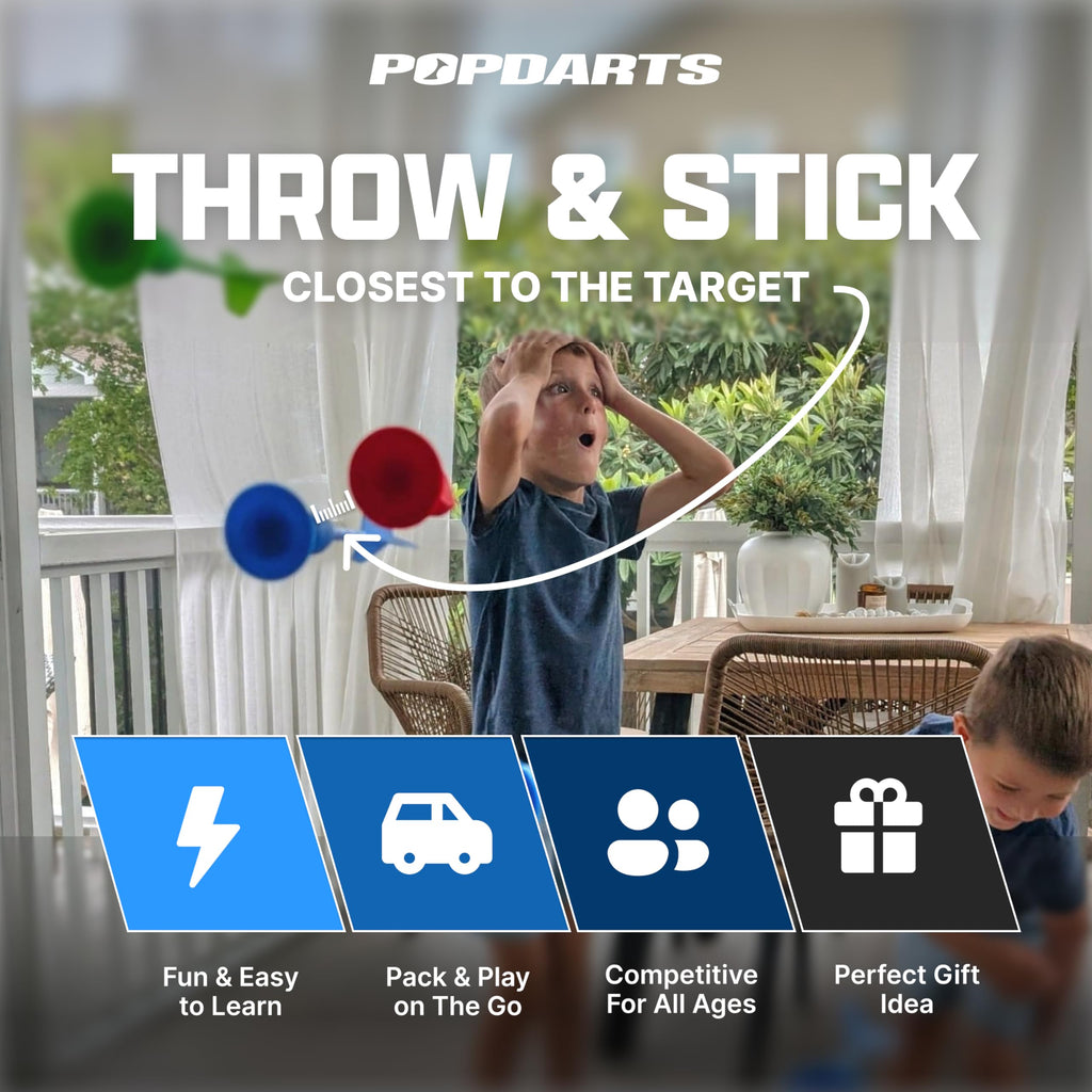 Popdarts Game Rookie Pack - Beginner-Friendly Suction Cup Dart Game for Kids, Families, and New Players | Indoor & Outdoor Targe