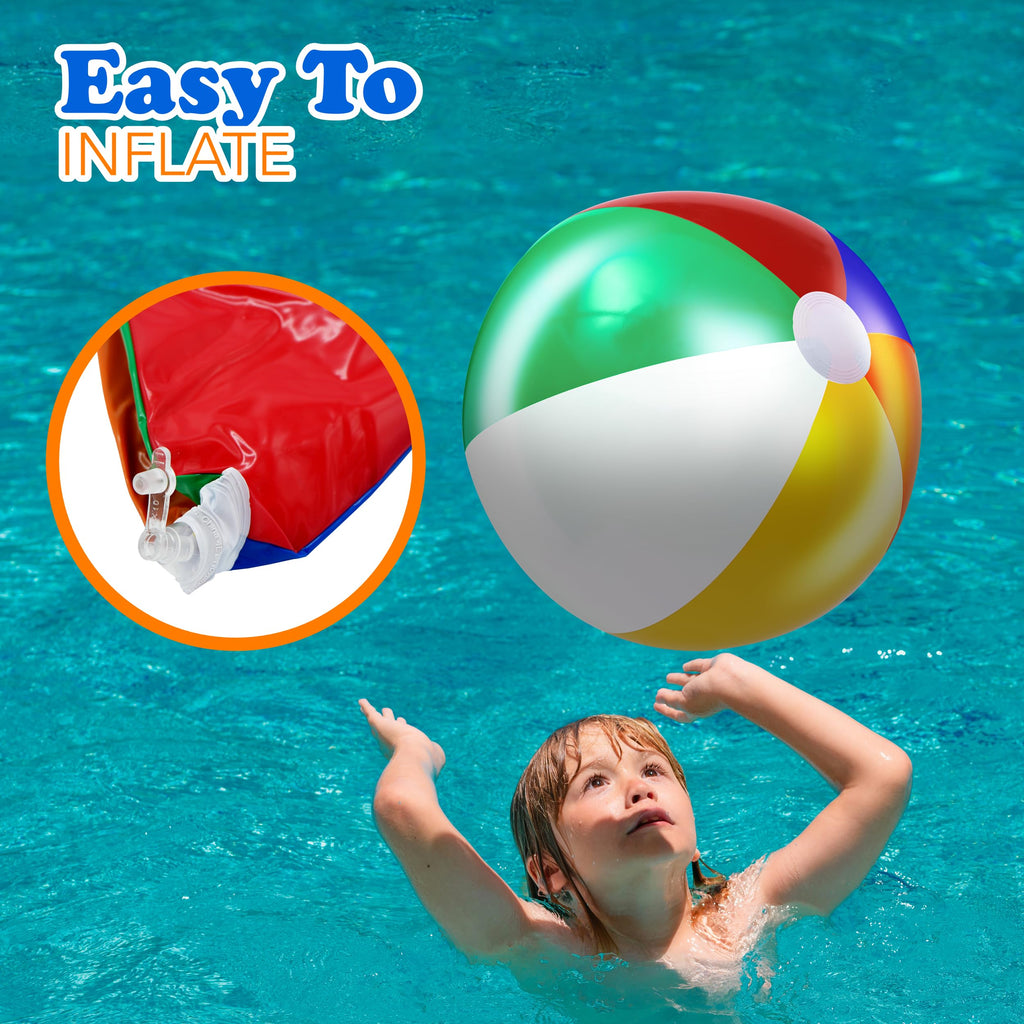 4E'S Novelty Beach Balls 3 Pack 20'' Inflatable For Kids - Toys & Toddlers, Pool Games, Toy Classic Rainbow Color
