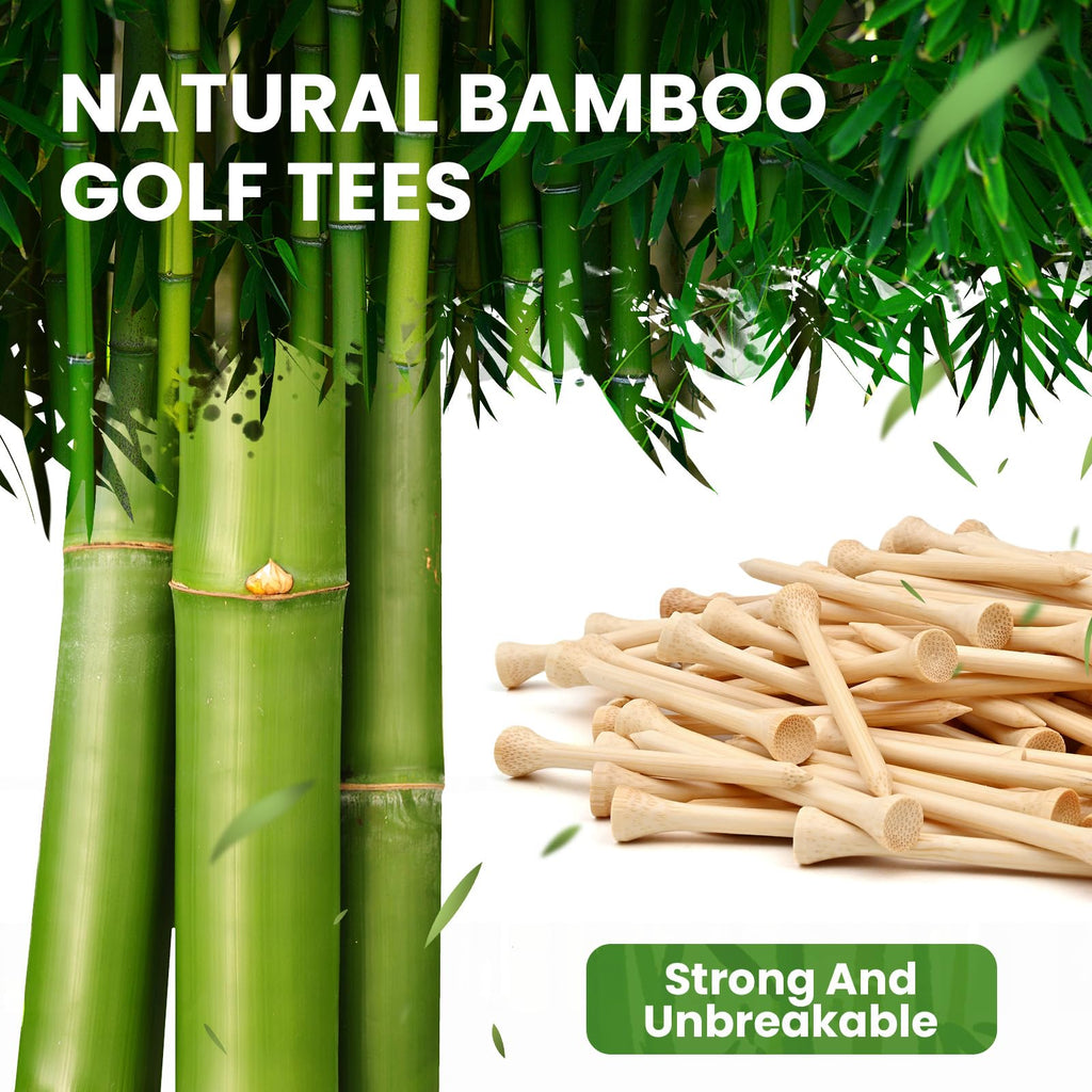 Wingolfer Golf Tees, 100 Packs Of 3 1/4 Inch Golf Tees, Professional Natural Bamboo Golf Tees, Durable & Stable Professional Tee