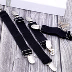Boao 8 Pieces Elastic Adjustable Boot Straps Clips Pant Stirrups Elastic Leg Straps For Women And Men Favors (Black)