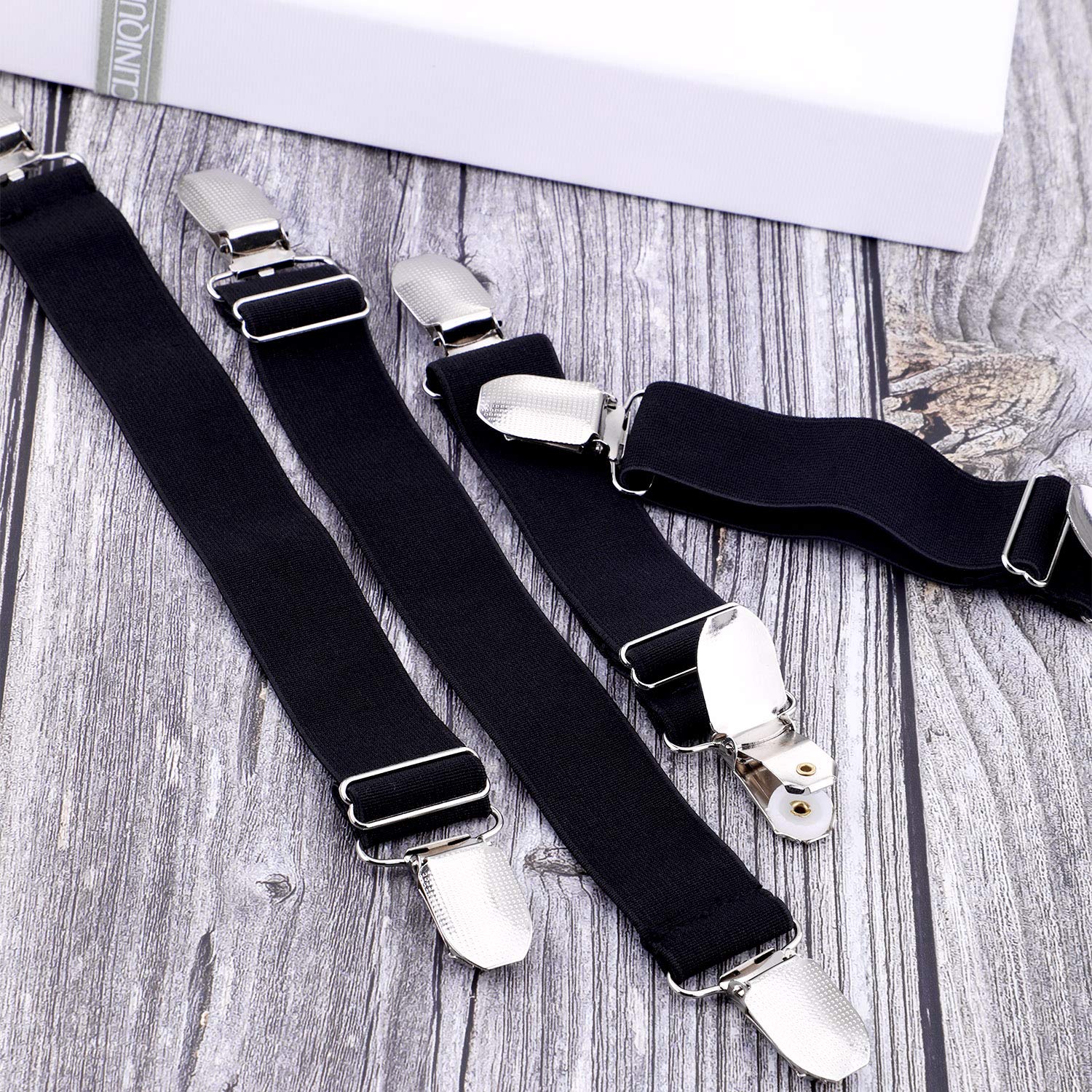 Boao 8 Pieces Elastic Adjustable Boot Straps Clips Pant Stirrups Elastic Leg Straps For Women And Men Favors (Black)