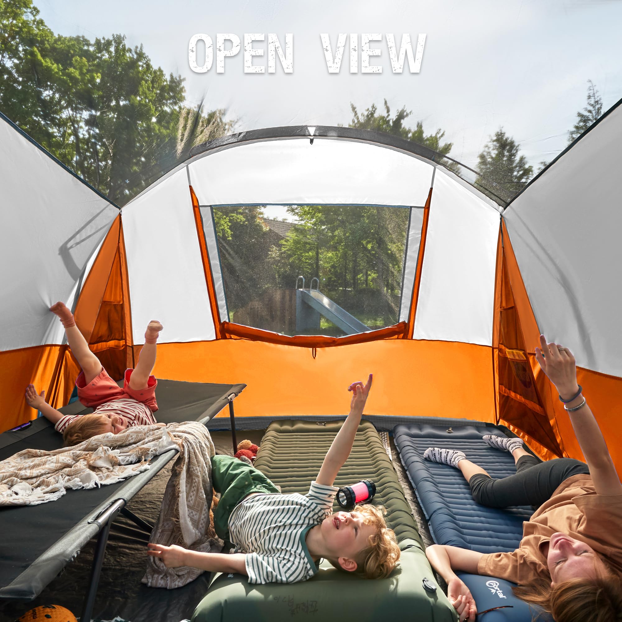 Portal 8 Person Family Tent For Camping With Screen Porch, Waterproof Large Camping Tent With Rainfly, Big Family Tents For Outd