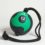 Aeromat Elite Power 39'' Rope 12 Lb Medicine Balls For Exercise - 9'' Dia Workout Ball, Weighted Balls For Exercise, Weight Ball