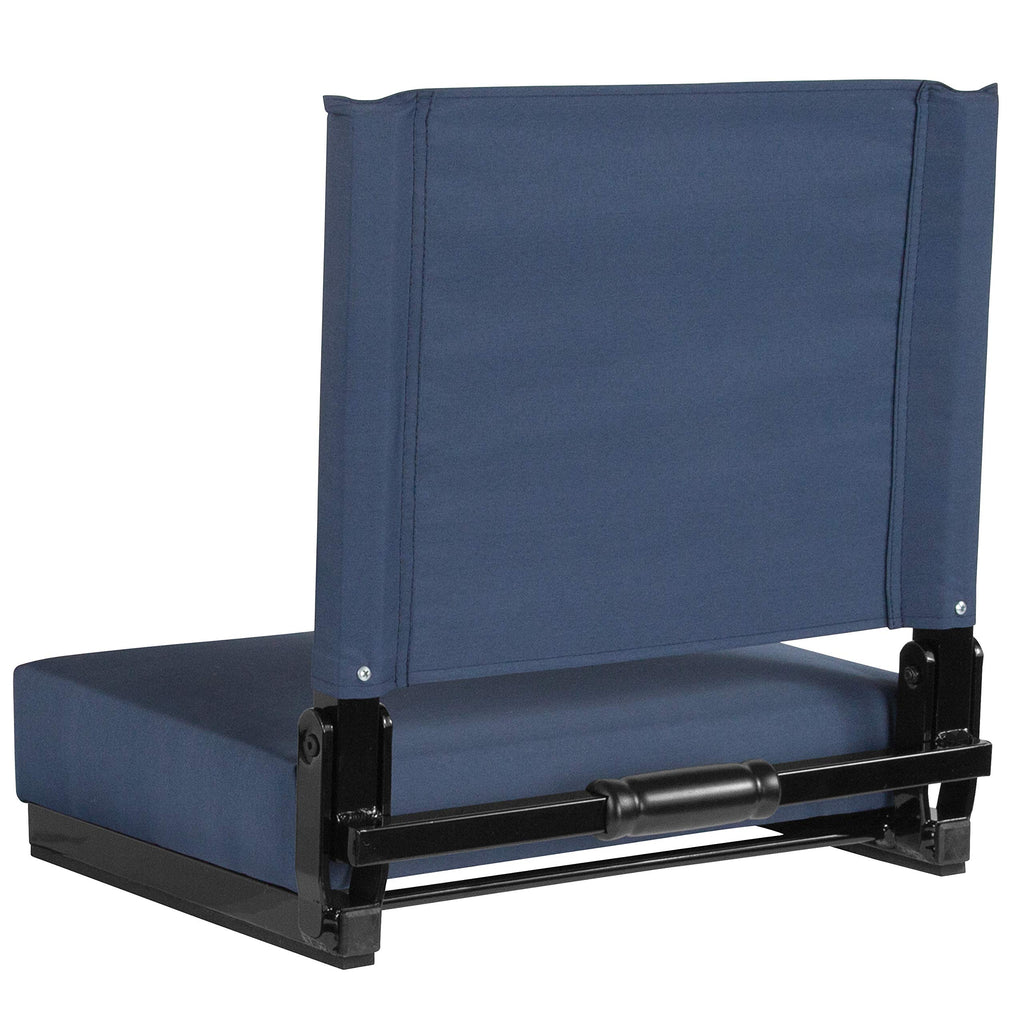 Flash Furniture Grandstand Comfort Seats By Flash - Navy Blue Stadium Chair - 2 Pack 500 Lb Rated Folding Chair - Carry Handle -