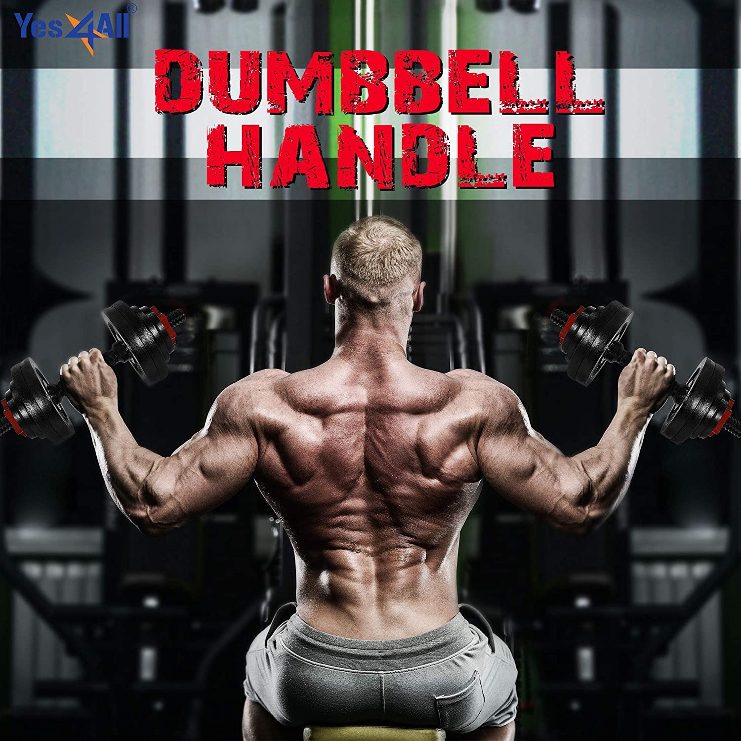Yes4All Adjustable Dumbbell Bar 115 Inch Dumbbell Handles, D Blackred Handle