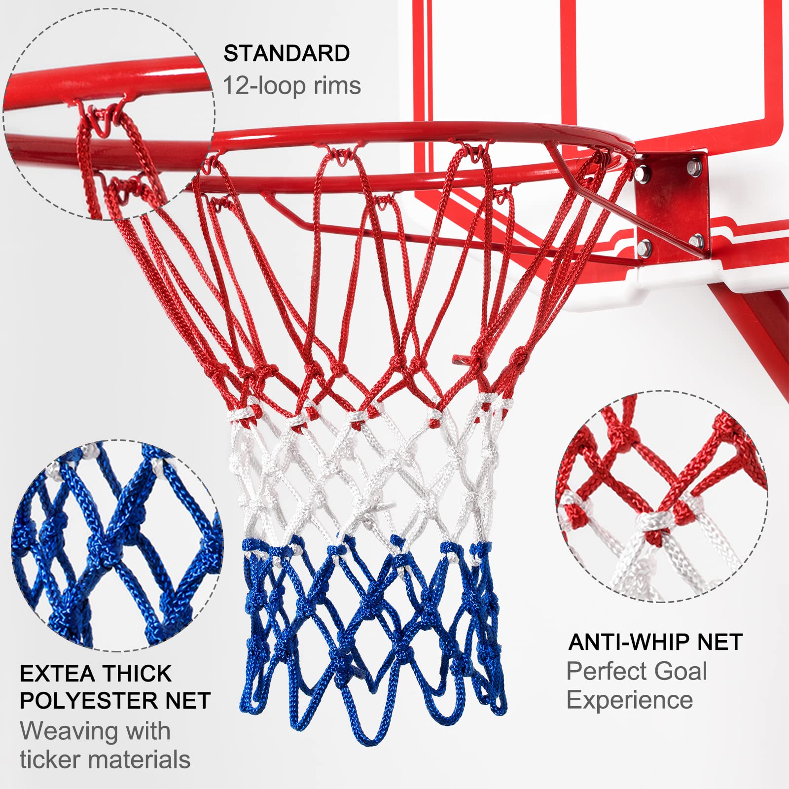 Neijiang Basketball Net Replacement, 2024 Upgrade Thick Professional Basketball Nets Heavy Duty Outdoor, All Weather Anti Whip C