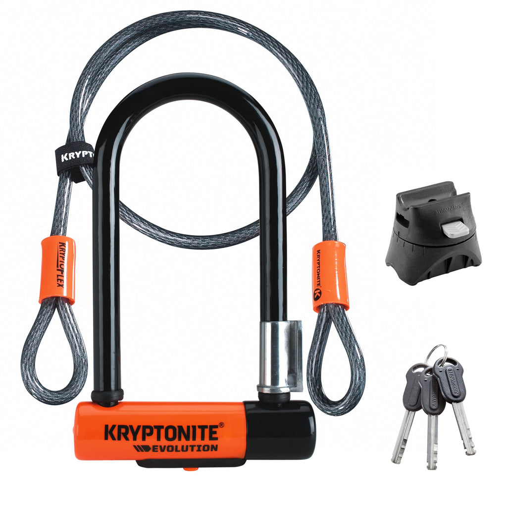 Kryptonite Evolution Mini-7 Bike U-Lock With Cable, Heavy Duty Anti-Theft Bicycle U Lock, 13Mm Shackle And 10Mm X4Ft Length Secu
