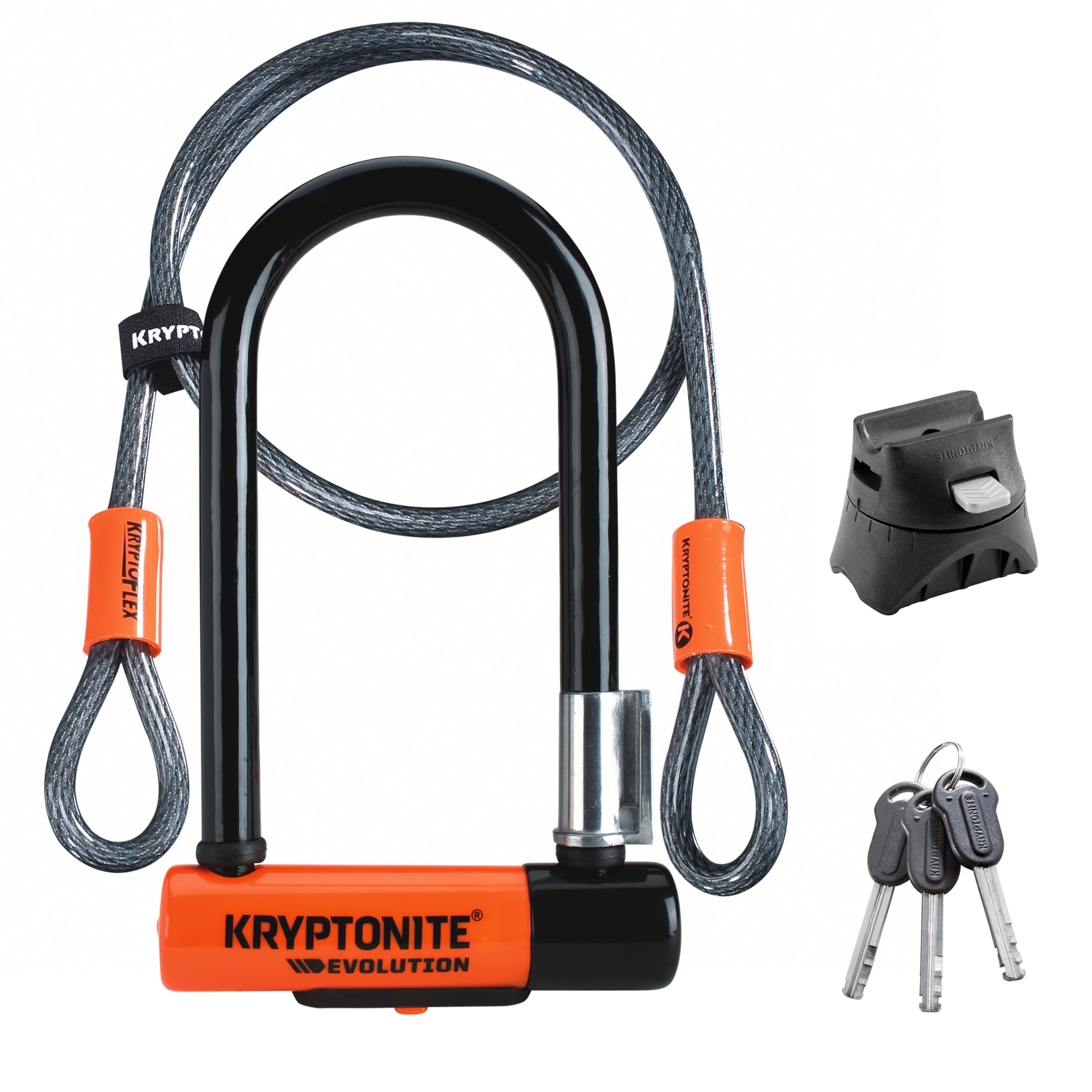 Kryptonite Evolution Mini-7 Bike U-Lock With Cable, Heavy Duty Anti-Theft Bicycle U Lock, 13Mm Shackle And 10Mm X4Ft Length Secu