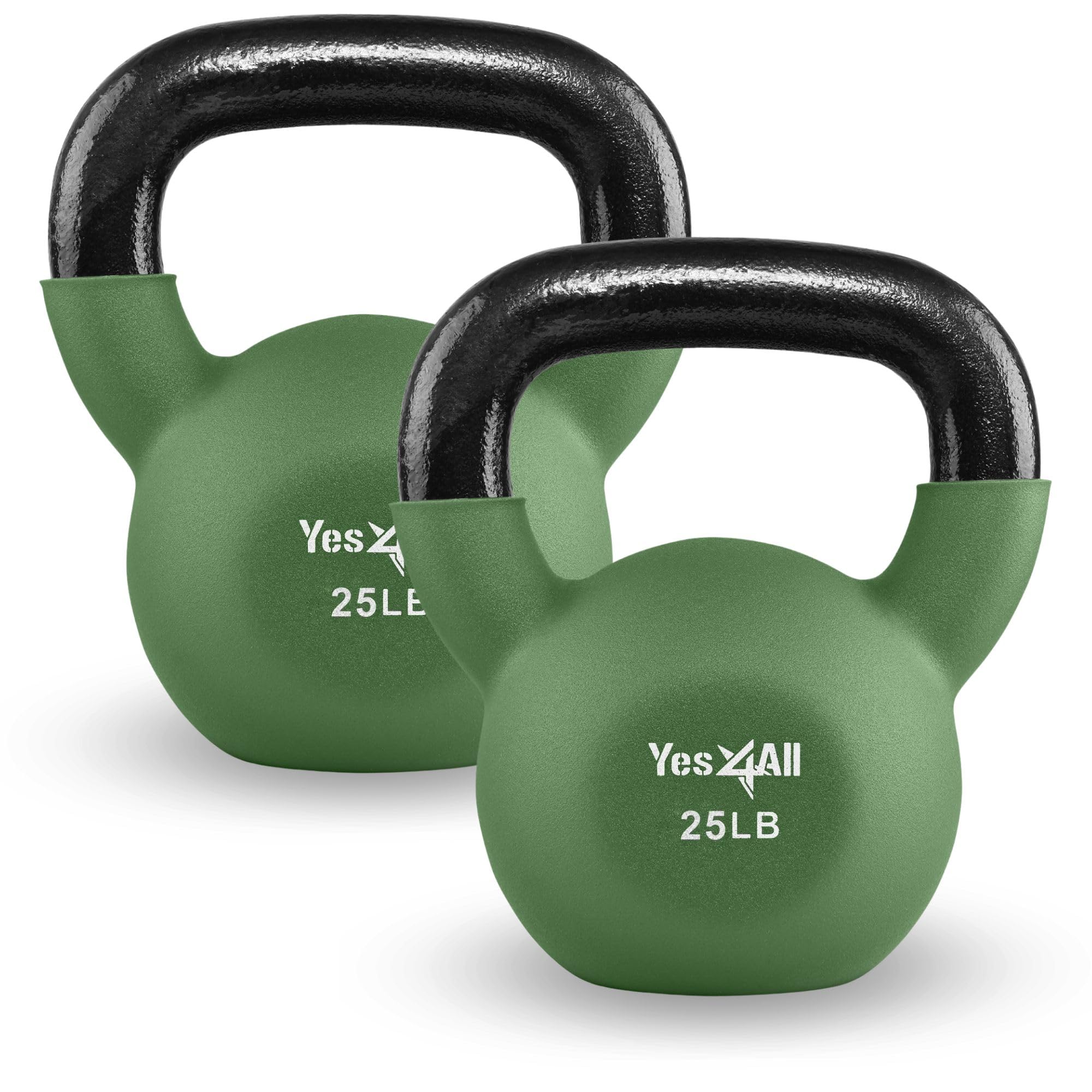 Yes4All Neoprene Coated & Kettlebell Sets - Hand Weights for Home Gym & Dumbbell Weight Set training 25 LB - Pair
