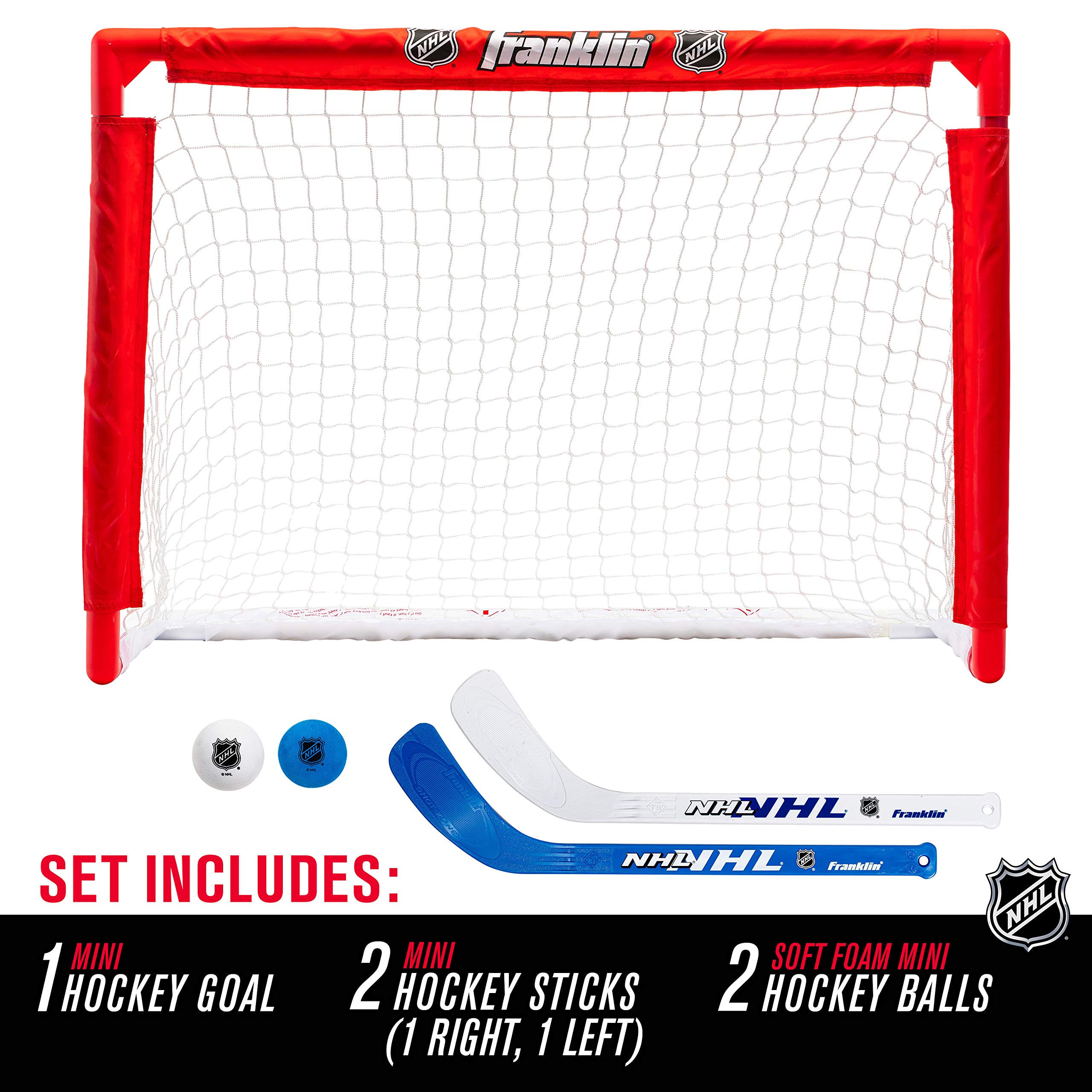 Franklin Sports Nhl S Mini Hockey Set - Includes 1 Knee Hockey Goal - 2 Mini Hockey Sticks + 2 Foam Balls - Indoor Mini Hockey G