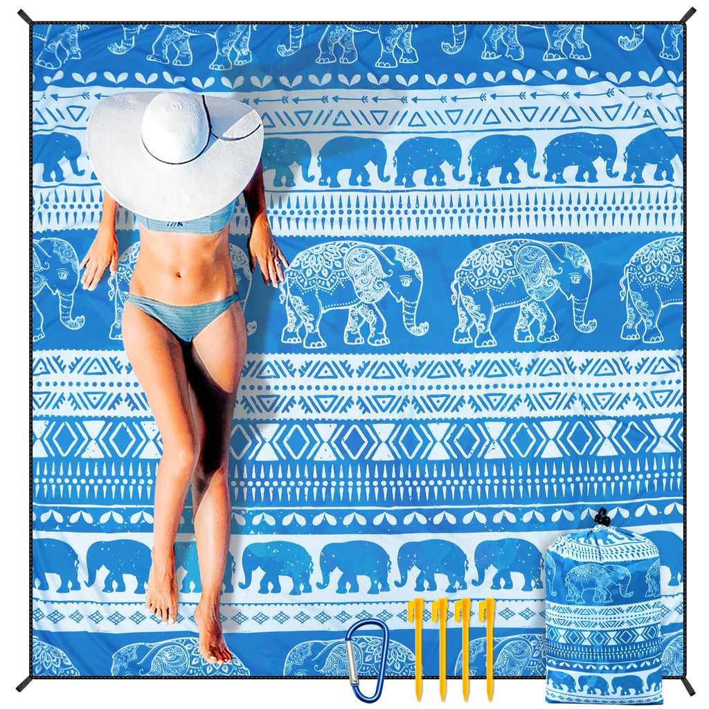 Aisparky Beach Blanket Waterproof Sandproof, Oversized Large Beach Mat 79 X 83/120X108 For 1-8 Adults, Quick Drying&Compact&Ligh