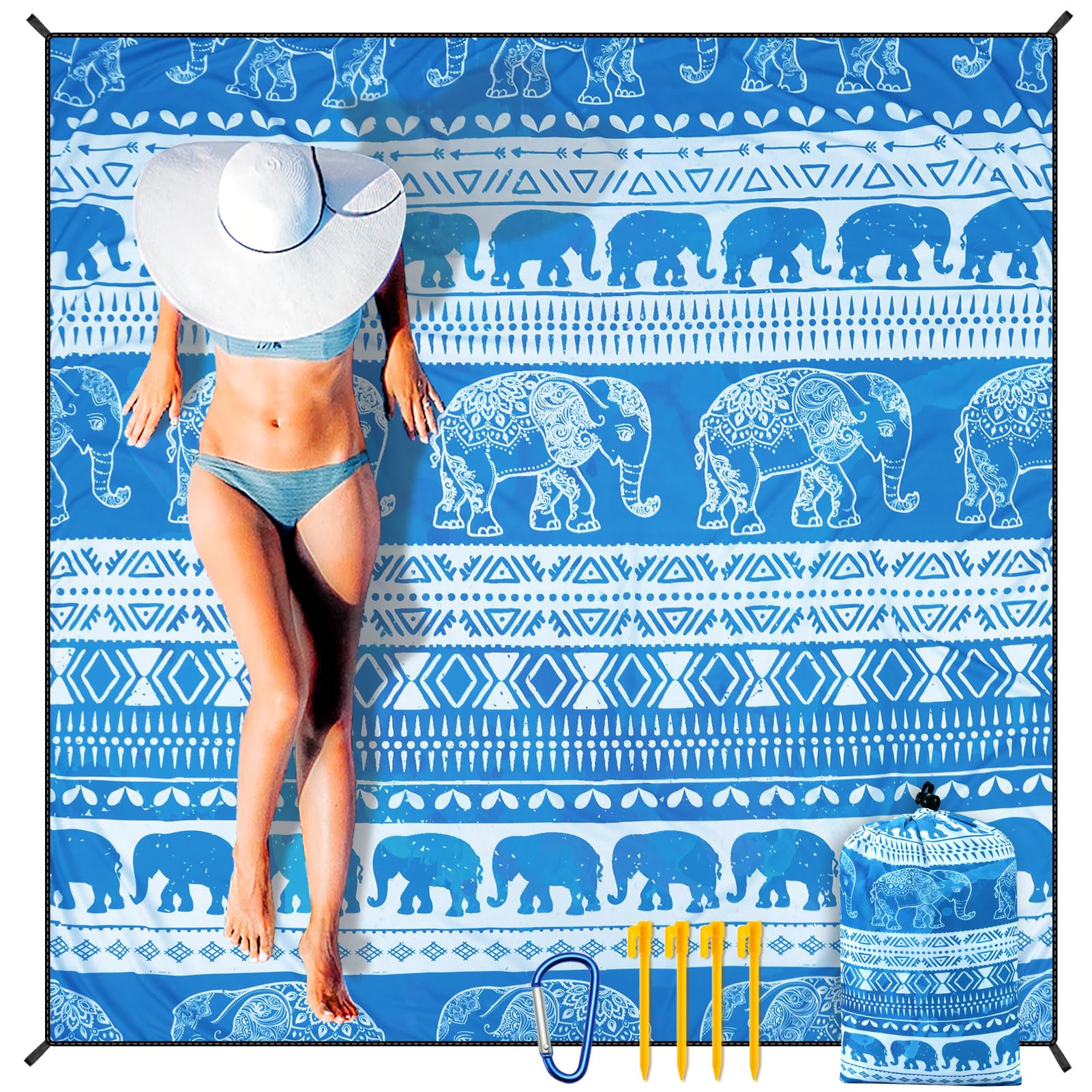 Aisparky Beach Blanket Waterproof Sandproof, Oversized Large Beach Mat 79 X 83/120X108 For 1-8 Adults, Quick Drying&Compact&Ligh