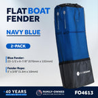 Five Oceans Contour Flat Boat Fender, Boat Fenders, Boat Bumpers For Docking, 2-Pack - 24-Inch, Blue, With 3/8-Inch X 5-Foot Fen