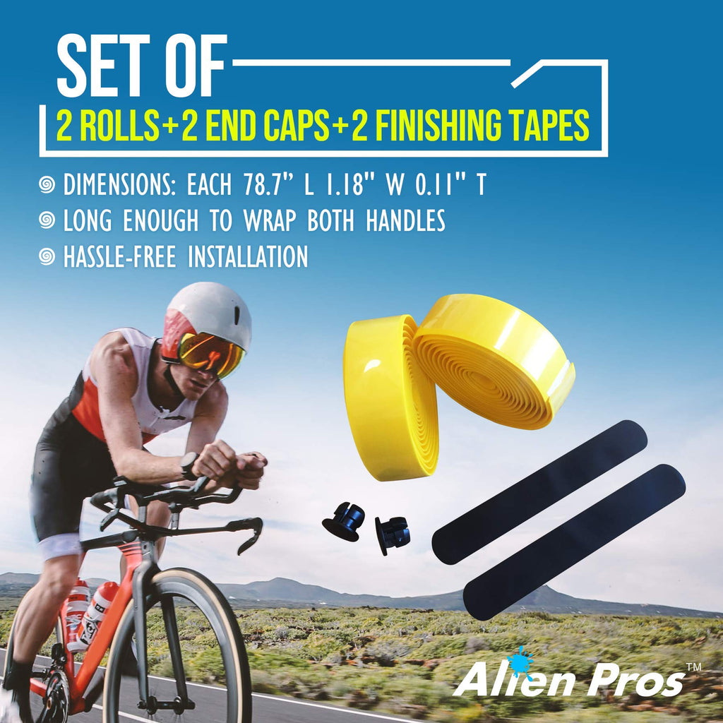 Alien Pros Bike Handlebar Tape Eva (Set Of 2) Yellow - Enhance Your Bike Grip With These Bicycle Handle Bar Tape - Wrap Your Bik