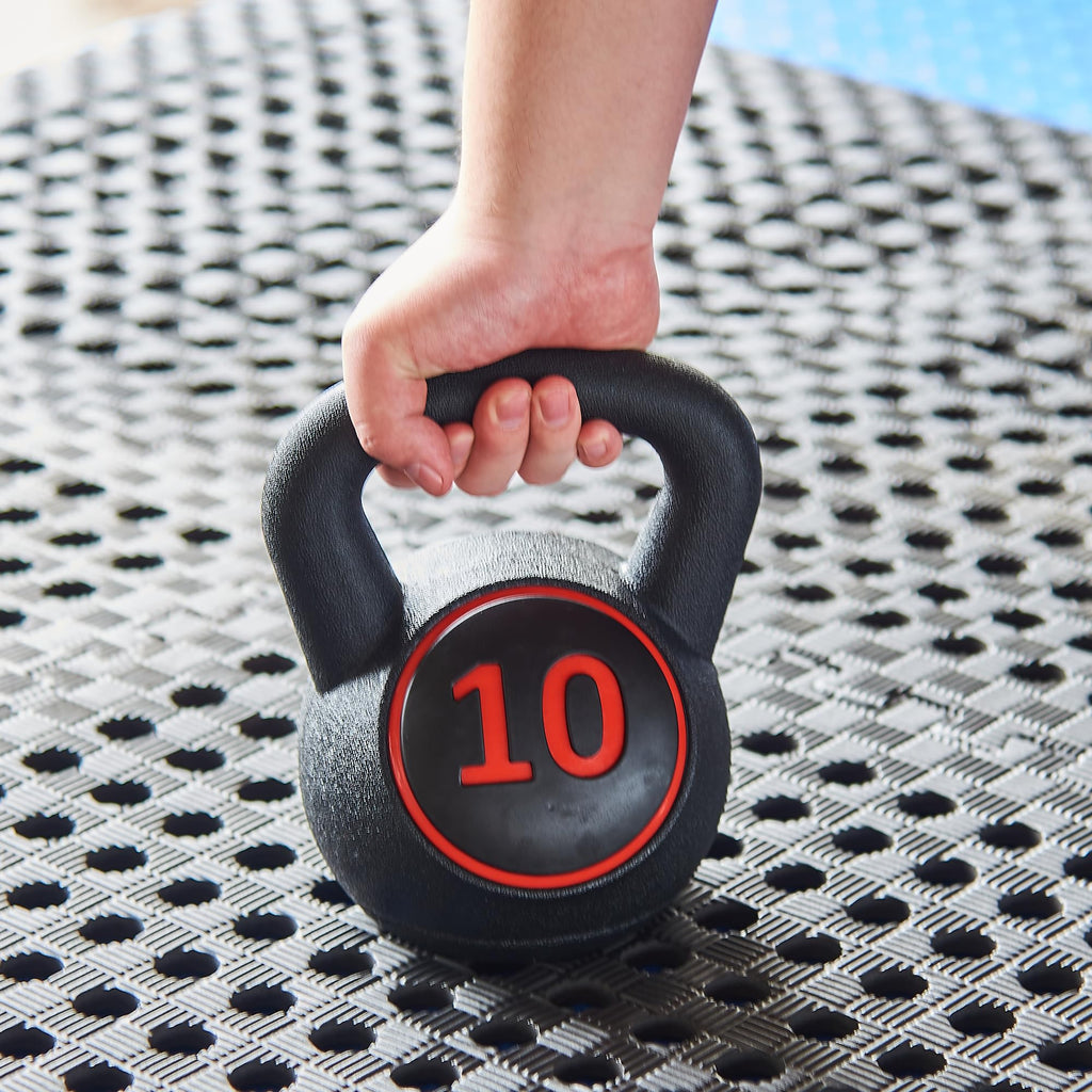 Fitvids Wide Grip Kettlebell Exercise Fitness Weight Set - Includes 5 lbs - 30LB Set of 3: 5/10/15LB - Black