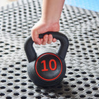 Fitvids Wide Grip Kettlebell Exercise Fitness Weight Set - Includes 5 lbs - 30LB Set of 3: 5/10/15LB - Black