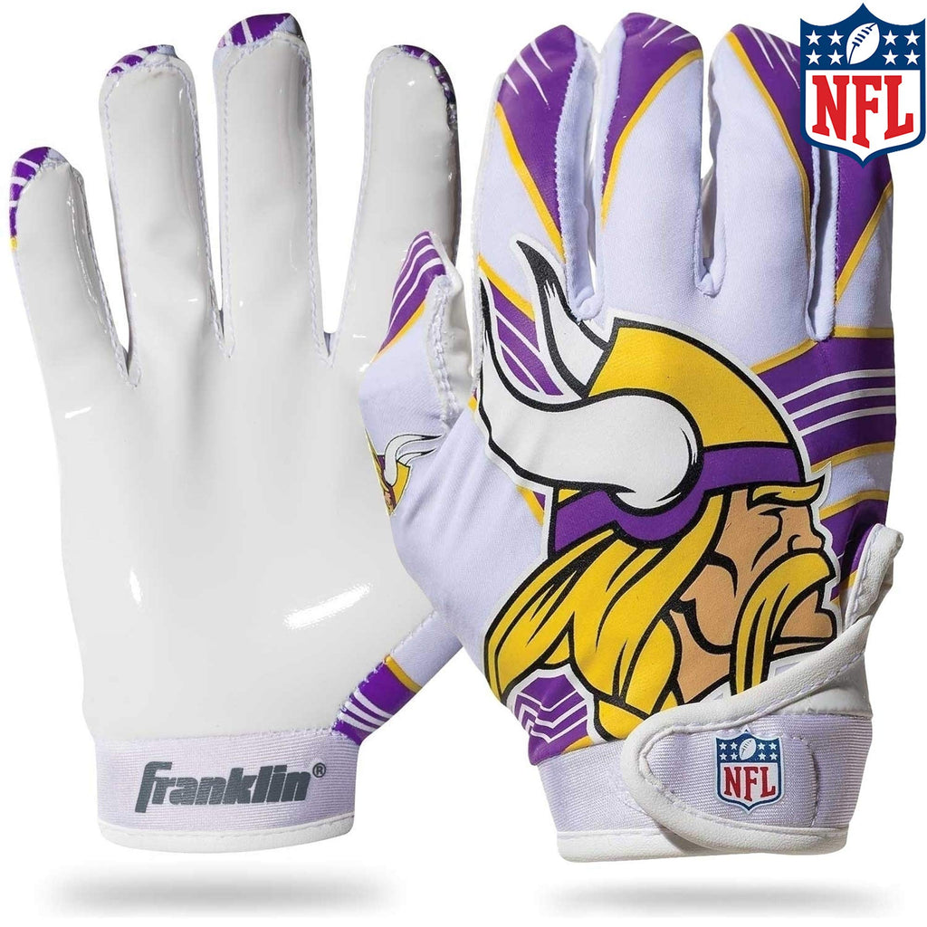 Franklin Sports Minnesota Vikings Youth Nfl Football Receiver Gloves - Receiver Gloves For Kids - Nfl Team Logos And Silicone Pa