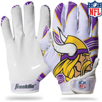 Franklin Sports Minnesota Vikings Youth Nfl Football Receiver Gloves - Receiver Gloves For Kids - Nfl Team Logos And Silicone Pa