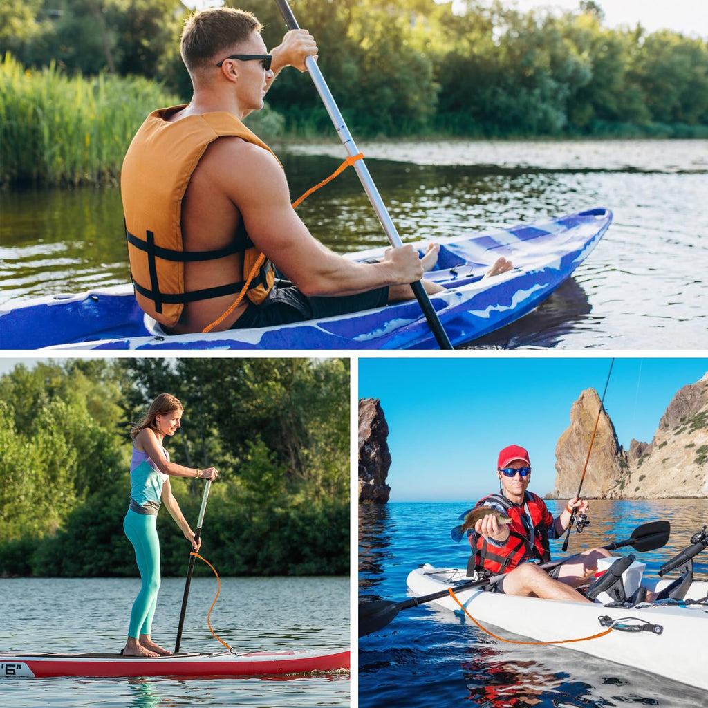 Nvaav 1/2/4 Pack Kayak Paddle Board Tether Leash Stretchable Strap Lanyard Rope, 3.3-7 Feet With Carabiner For Sup Kayaking Boat