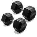 CAP Barbell 85 LB Rubber Coated Hex Dumbbell Hand Weight - Pair | Chrome Handle