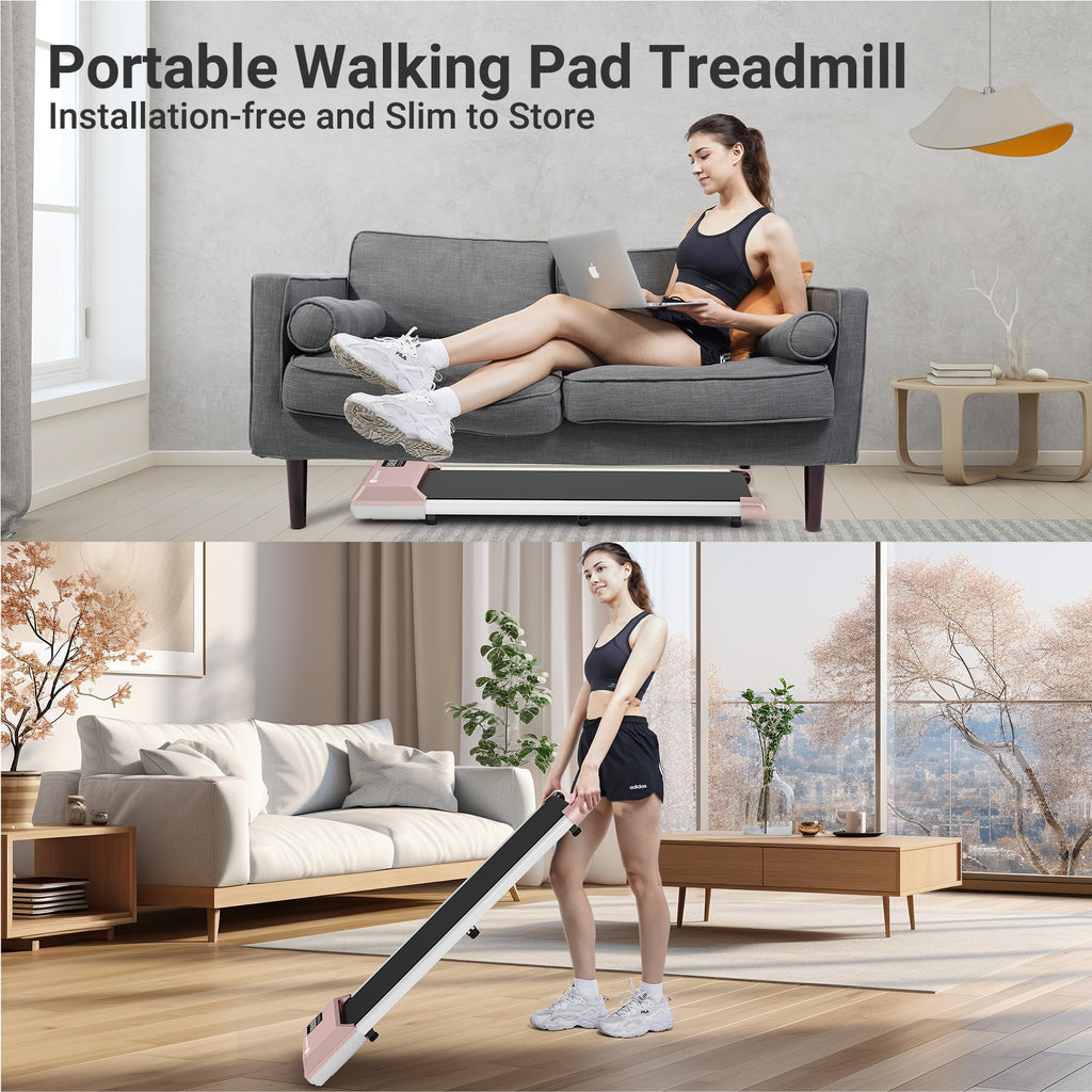 Walking Pad Treadmill - Deerrun Smart Under Desk Treadmill With Remote Control, 2 In 1 Portable Treadmills For Small Spaces, Ult
