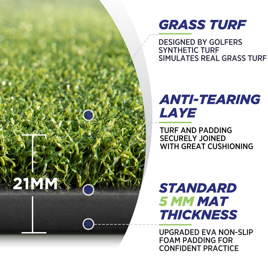 Golfguru Golf Mat, 5X4Ft 21Mm Artificial Turf Golf Hitting Mats Practice With 10 Golf Balls, 9 Golf Tees, Golf Hitting Practice