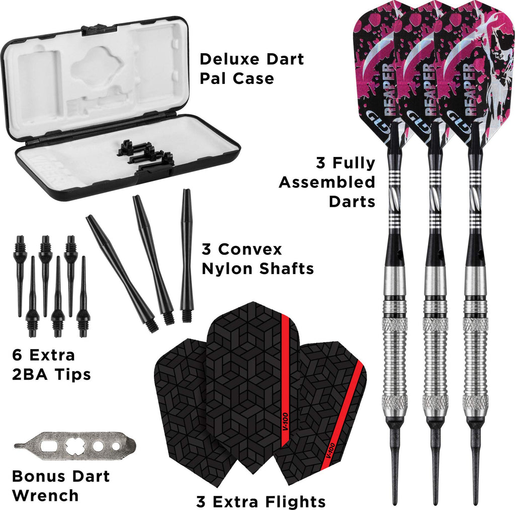 Viper Grim Reaper 80% Tungsten Soft Tip Darts With Storage/Travel Case, Fine Knurling, 18 Grams