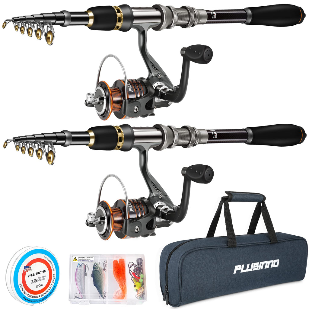Plusinno Fishing Rod, Telescopic Fishing Rod And Reel Combo, Collapsible Travel Fishing Pole Rod Starter Kit, Carbon Fiber Fishi