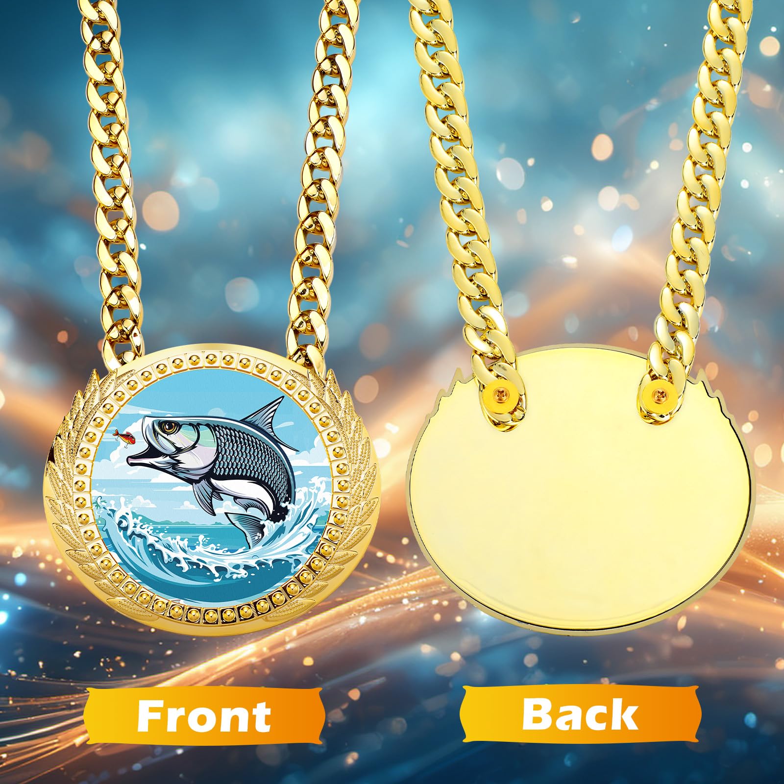 Tondiamo Sports Mvp Turnover Chain Medal 6 Big Gold Champ Award Necklace Chain Baseball Basketball Football Soccer Softball Voll