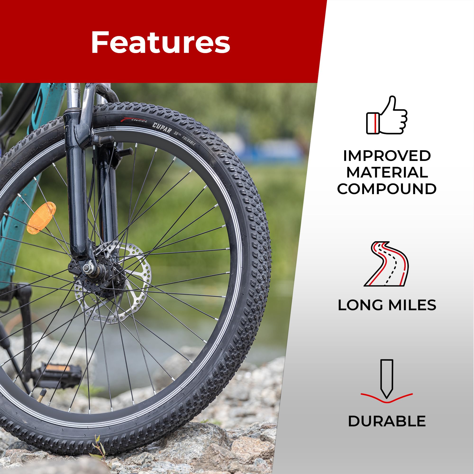 Fincci Pair 26 X 2125 Inch Foldable Bike Tires 57-559 For Mtb Mountain Hybrid Bicycle - Pack Of 2 26X2125 Tire