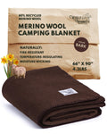 Woolly Mammoth Woolen Company Wool Blanket - 85 x 47 in, Sand, 50% Blended Wool Blankets - Backpacking & Cold-Weather Camp Throw