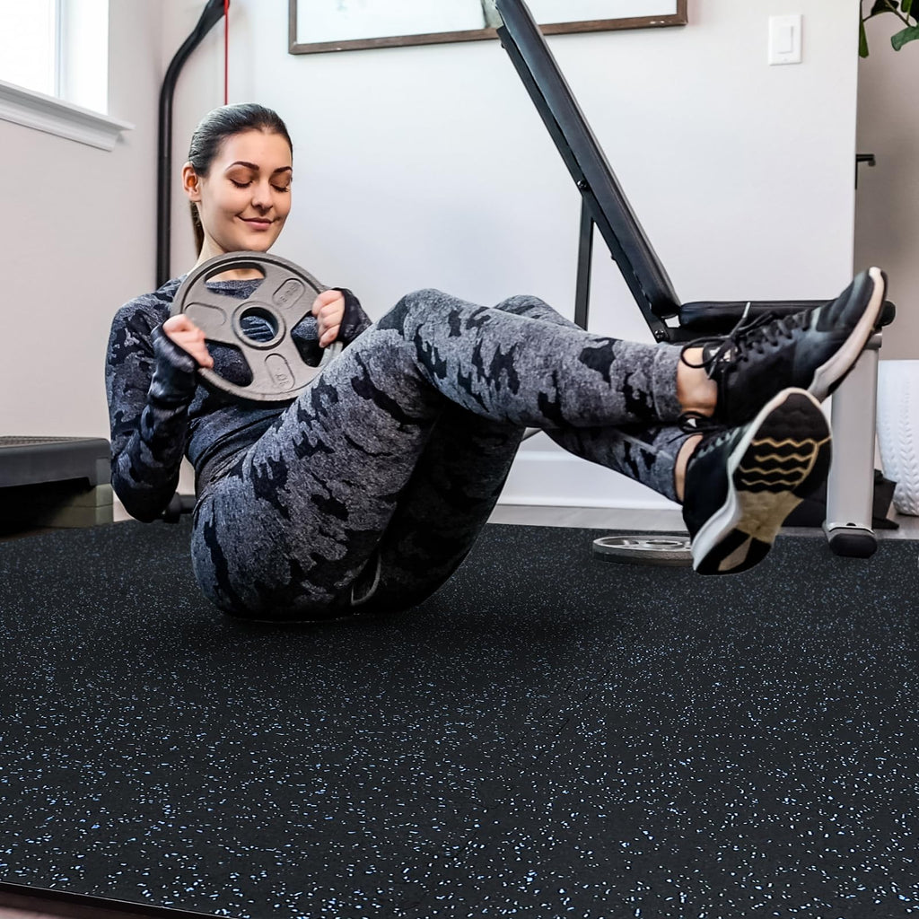 SUPERJARE 0.56 Thick 24 Pcs 96 Sq Ft Rubber Top Exercise Equipment Mats, High Density EVA Foam Mats with Rubber Top, Interlock