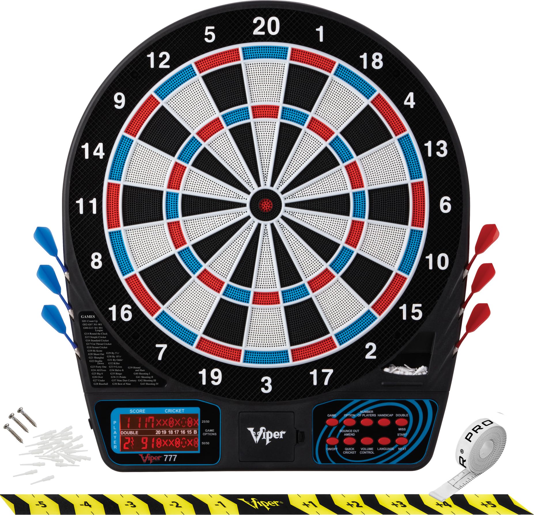 Viper By Gld Products 777 Electronic Dartboard Sport Size Over 40 Games Auto-Scoring Lcd Cricket Display Impact-Tough Target For