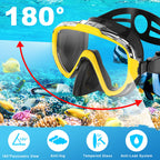 Snorkel Set, Zipoute Snorkel Dry Top Snorkeling Gear For Adults, Panoramic Anti-Leak And Anti-Fog Tempered Glass Lens, Adults Ad