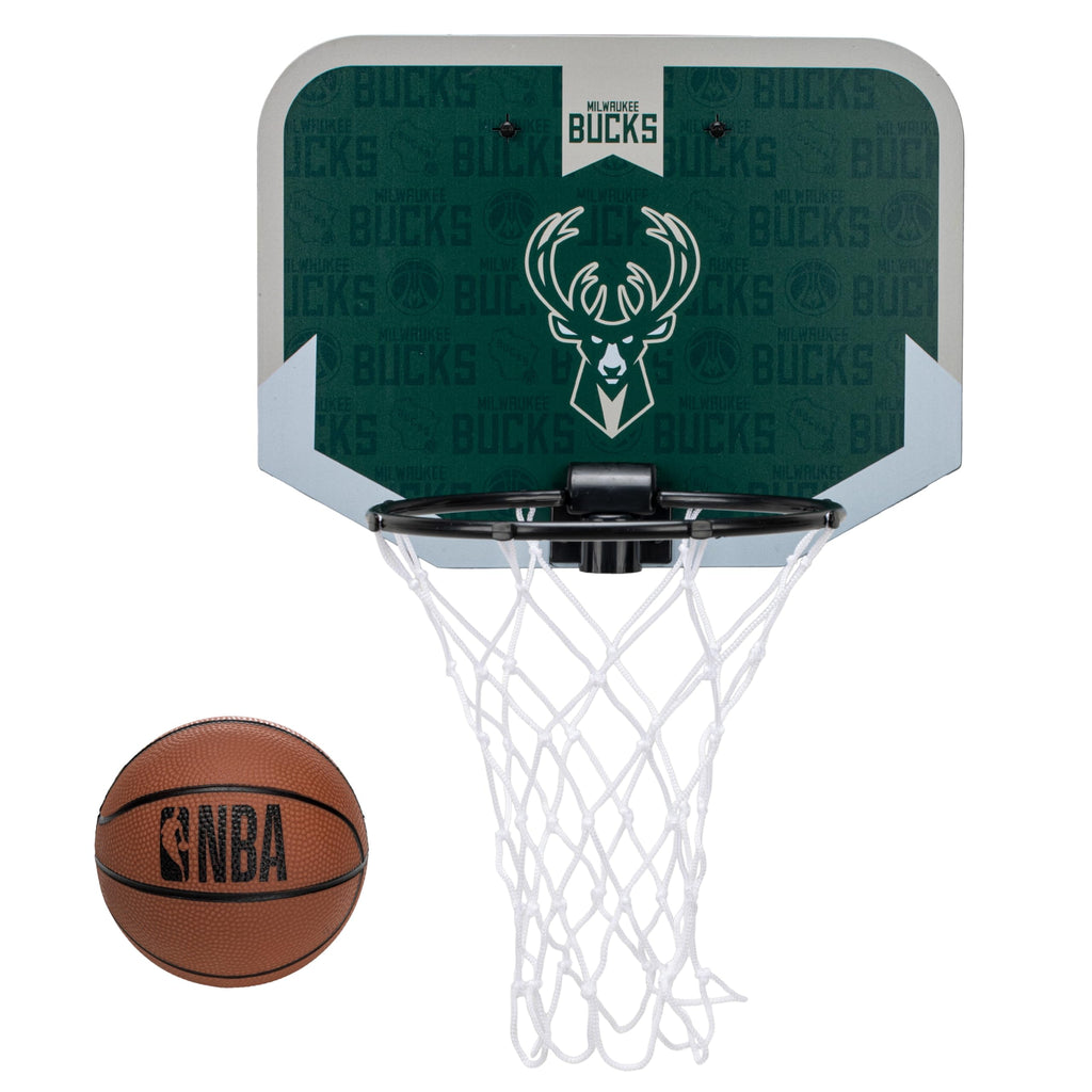 Franklin Sports Nba Milwaukee Bucks Mini Over The Door Basketball Hoop - Kids Indoor Mini Hoop With Ball - Nba Fan Shop Toy For
