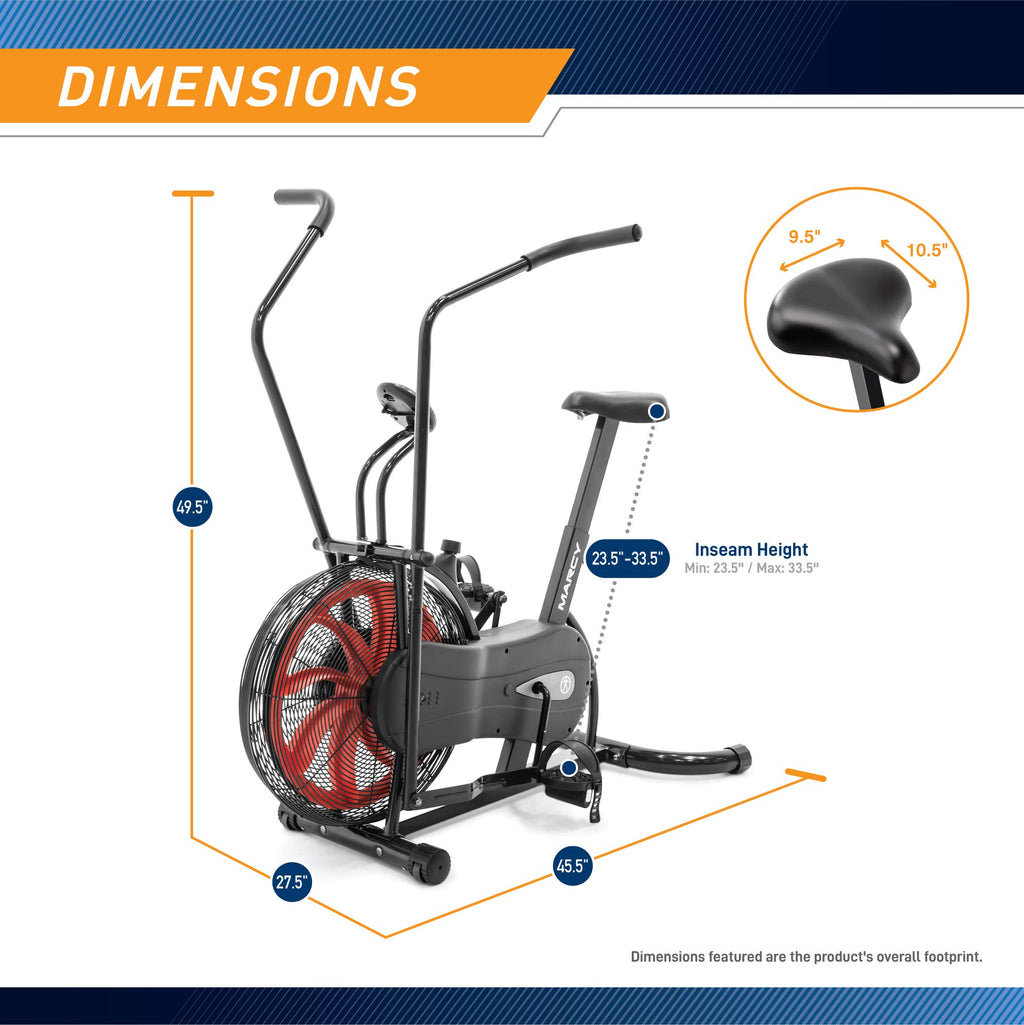 Marcy Fan Exercise Bike with Air Resistance System - Red and Black - NS-1000