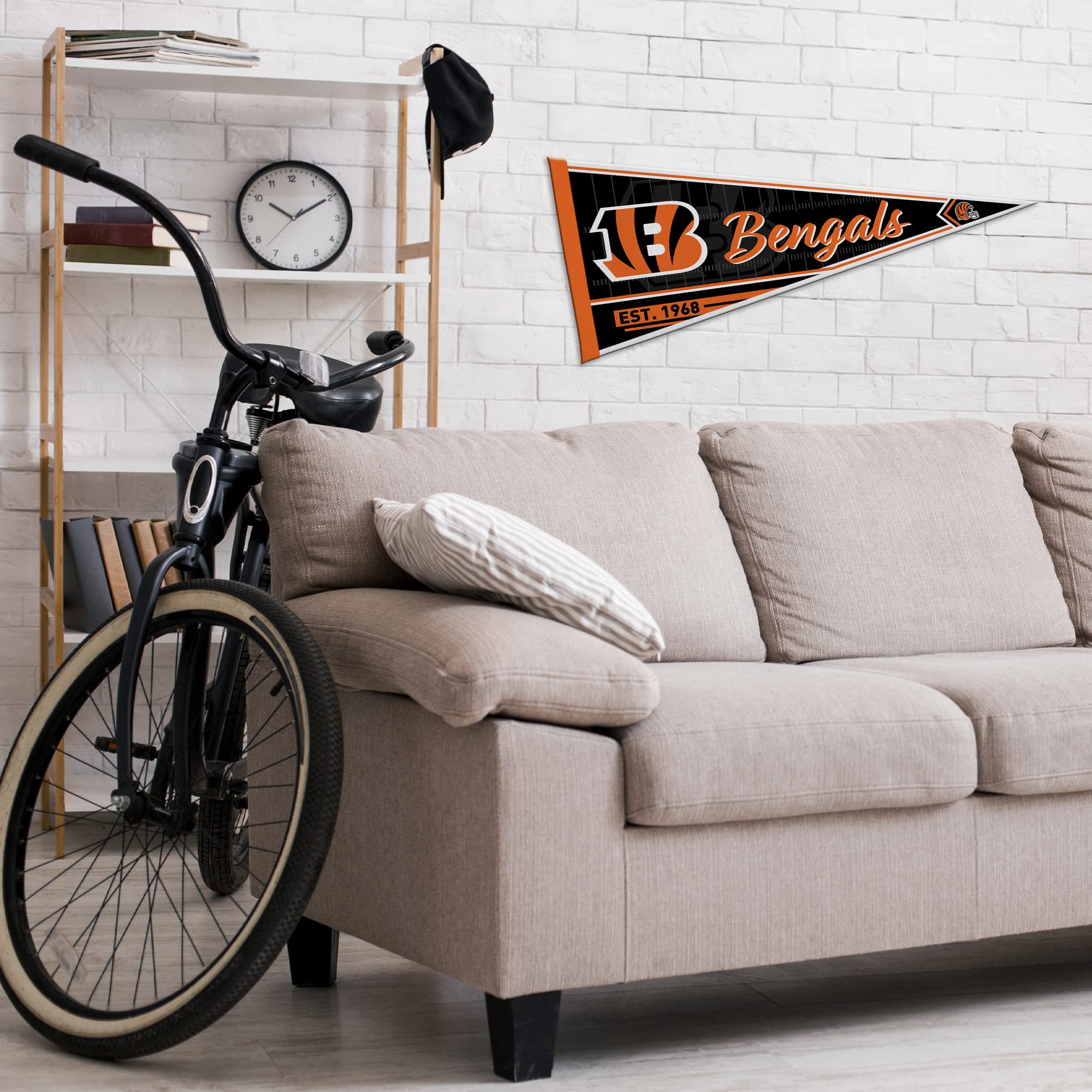 Rico Industries Nfl Football Cincinnati Bengals Classic 12'' X 30'' Felt Wall D  Cor Pennant - Great For Home/Bed Room/Man Cave