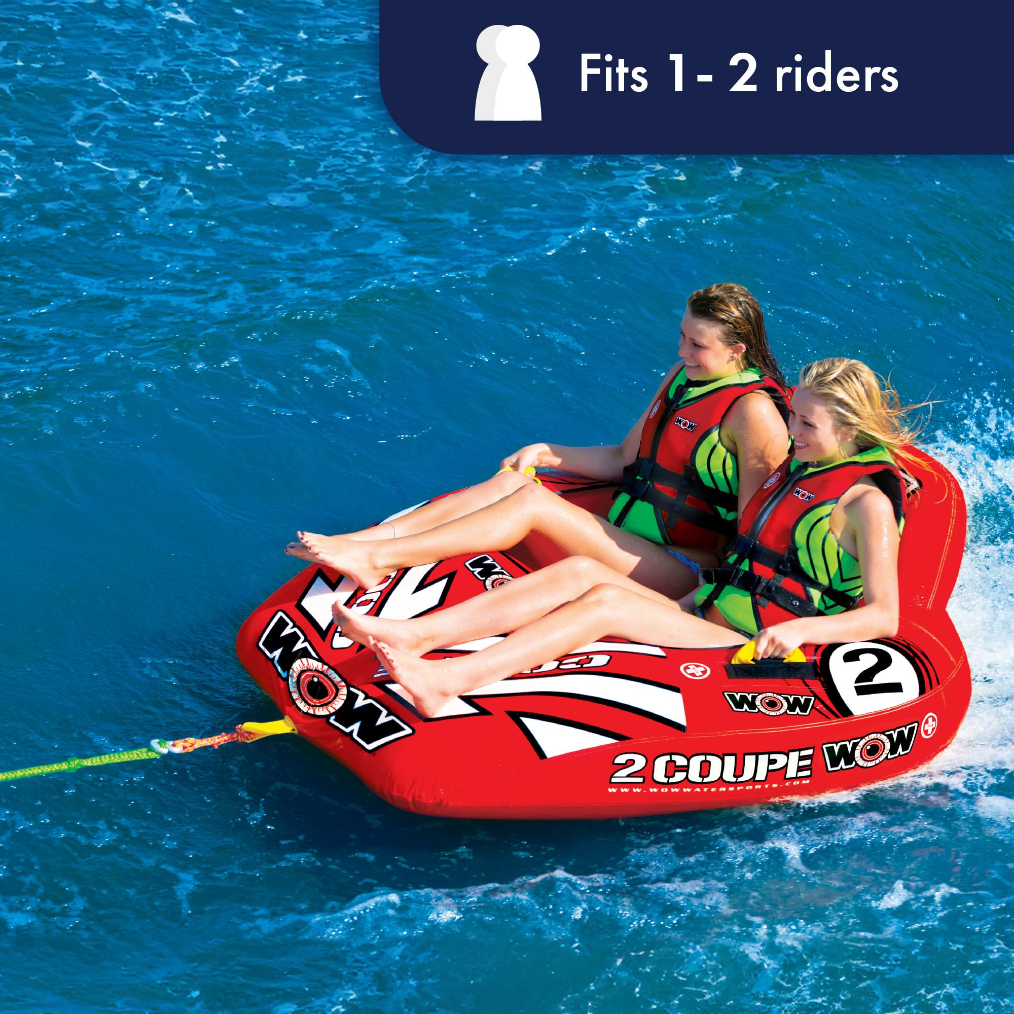 Wow Sports World Of Watersports Coupe Cockpit 1 Or 2 Person Inflatable Towable Cockpit Tube For Boating, 15-1030