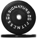 Fitvids 2'' Olympic Bumper Plate Weight Plates With Steel Hub, 15Lb, Pair