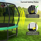 Lyromix 15FT Outdoor Trampolines for Kids and Adults, Pumpkin Trampolin with Curved Poles, Recreational Trampolin with Basketbal
