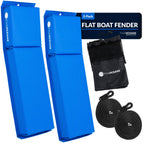 Five Oceans Contour Flat Boat Fender, Boat Fenders, Boat Bumpers For Docking, 2-Pack - 24-Inch, Blue, With 3/8-Inch X 5-Foot Fen