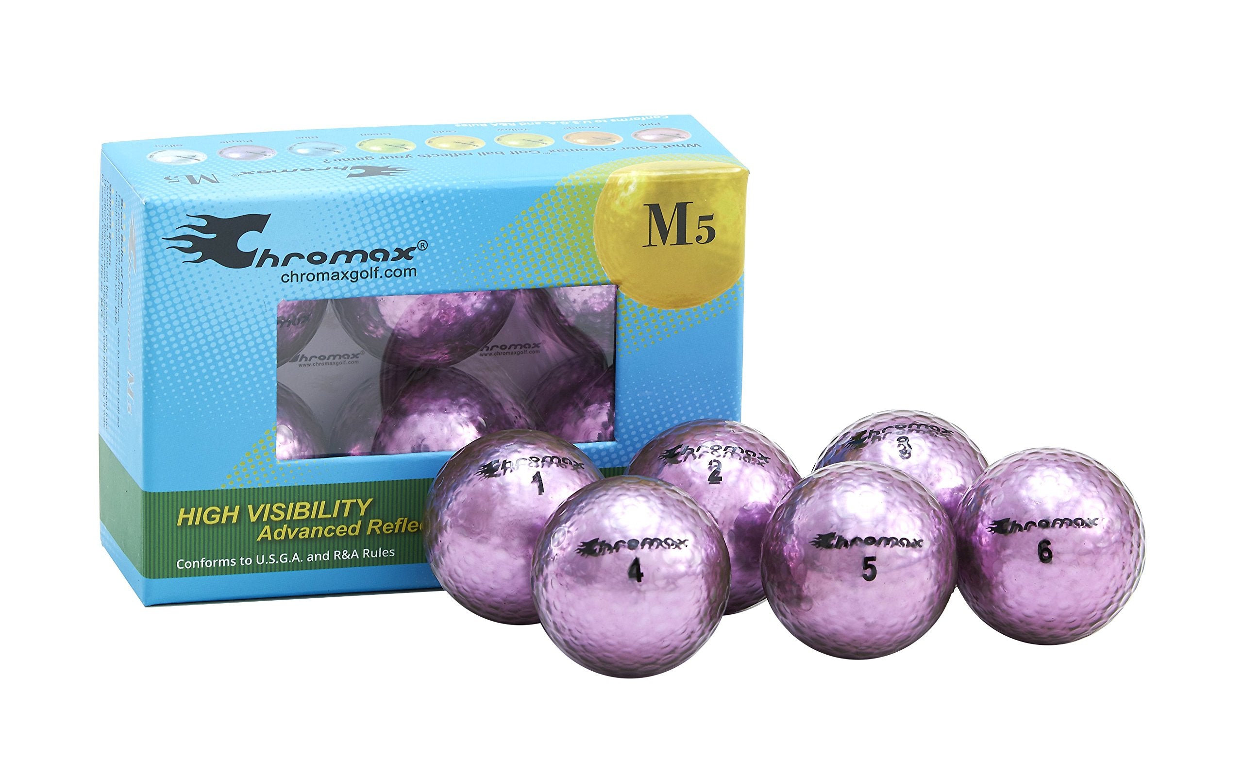 Chromax Metallic M5 Colored Golf Balls (Pack Of 6), Purple