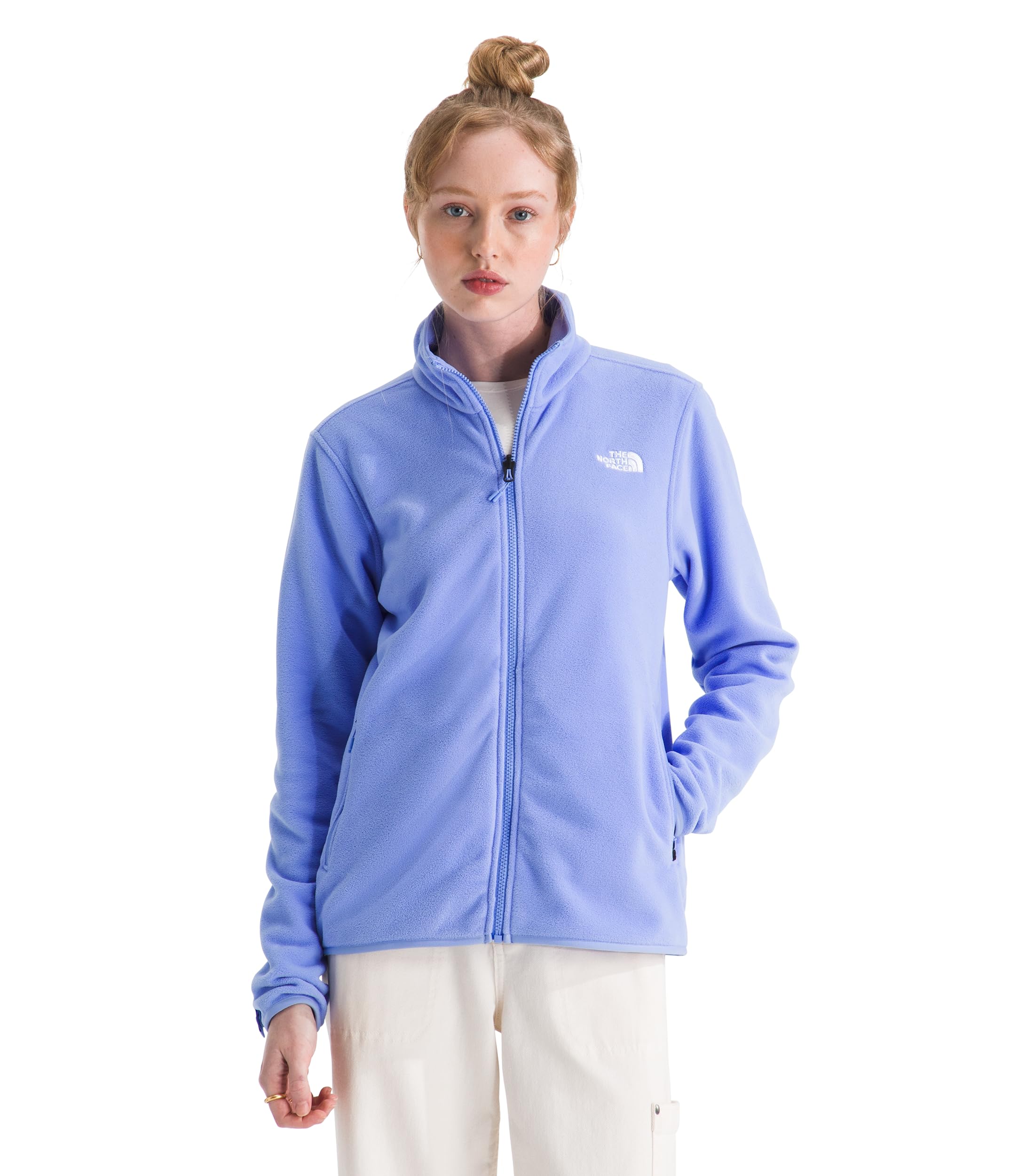 The North Face Womens Glacier Fleece Jacket (Standard & Plus Size) - Soft Pullover with Zippered Hand Pockets, Periwinkle Glow,