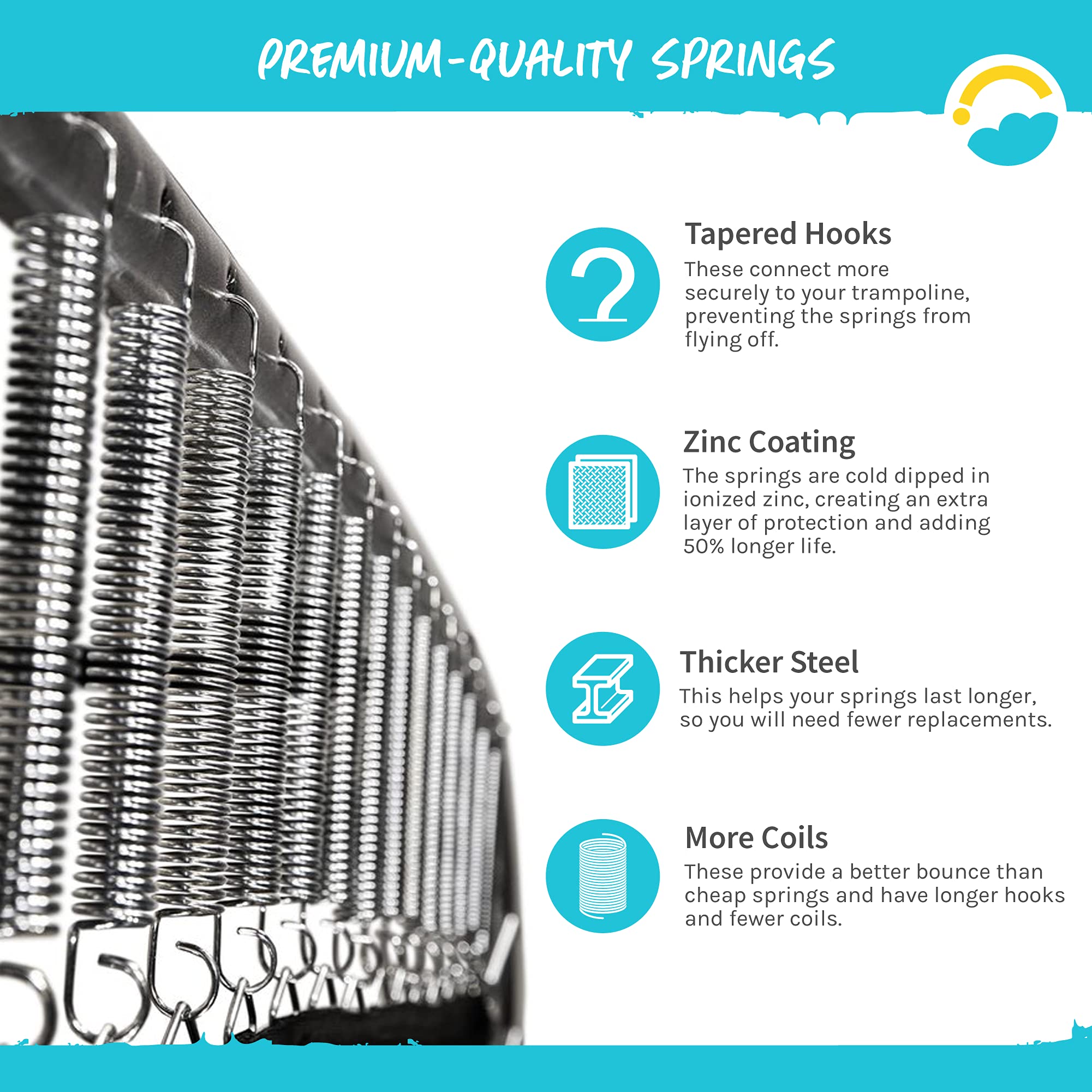 Skybound 5.5'' Inch Replacement Trampoline Springs - Heavy-Duty Galvanized Steel - Set Of 36