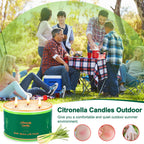 Citronella Candles Outdoor, 2 Packs Large Outdoor Candles For Patio Garden (14Oz Each), 3-Wick Nature Soy Wax Lemomgrass Outside